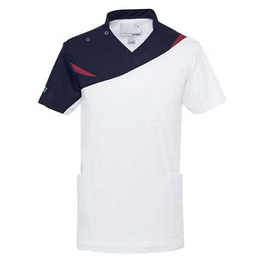 YONEX（トンボ） スクラブ ホワイト×バーガンディ L（身丈72cm） CY801-01 L 1枚（ご注文単位1枚）【直送品】