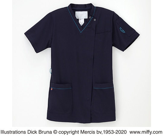 ナガイレーベン 男女兼用スクラブ ネイビー+ターコイズ SS MFF-5832 1枚（ご注文単位1枚）【直送品】