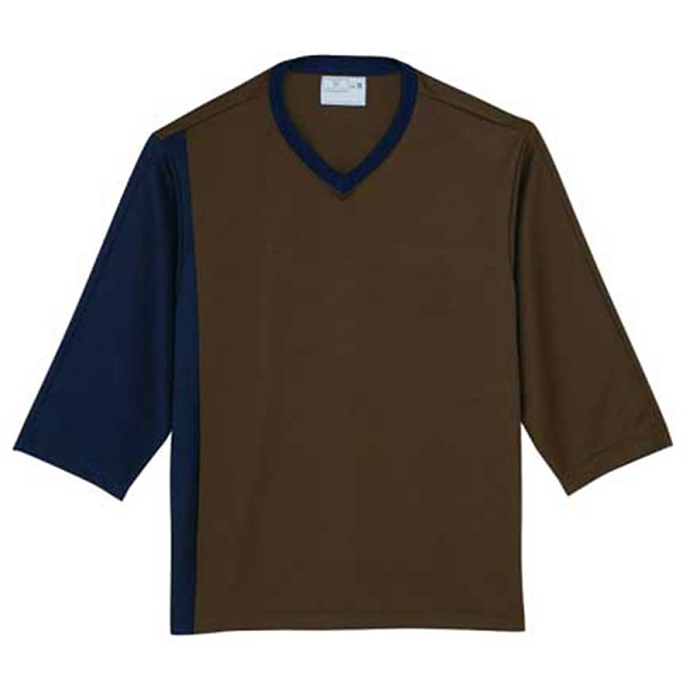 KIRAKU（トンボ） 前開き検診用シャツ ブラウン×ネイビー M（身丈68cm） CR814-30 M 1枚（ご注文単位1枚）【直送品】