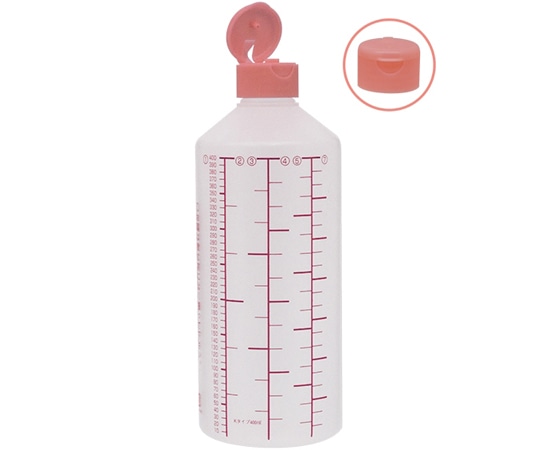 金鵄製作所 K投薬瓶 400mL ワンタッチキャップ（ピンク） 赤色目盛 50本入 23250-039 1箱（ご注文単位1箱）【直送品】