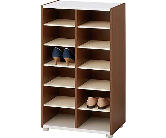 バリュテック・インターナショナル PLシューズラック ロータイプ 12足用 ブラウン PLD-57P 1台（ご注文単位1台）【直送品】