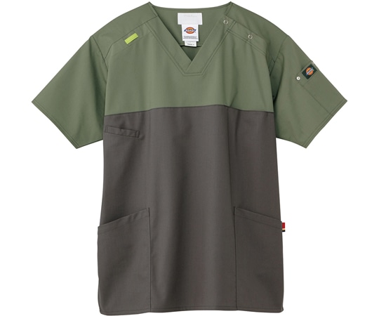 フォーク スクラブ セージグリーン×ガンメタ 3L 7040SC-4 1枚（ご注文単位1枚）【直送品】