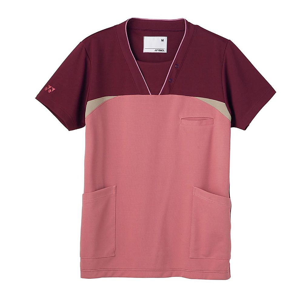 YONEX（トンボ） Mケアスクラブ ワイン×ピンク LL（身丈76cm） CY806-13 LL 1枚（ご注文単位1枚）【直送品】