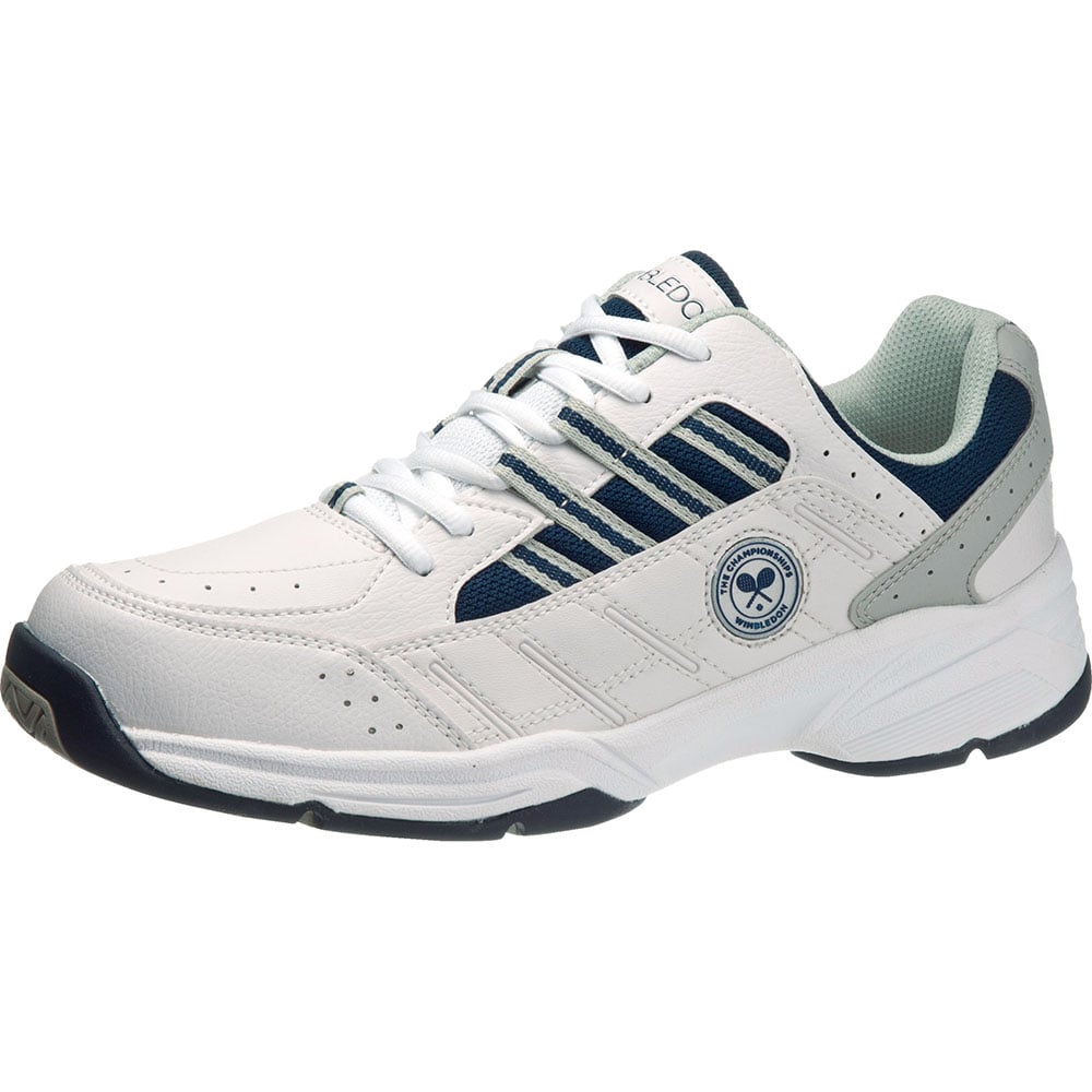 アサヒシューズ ウィンブルドン 4E幅広シューズ ホワイト/ネイビー 24.5cm W/B 052 1足（ご注文単位1足）【直送品】