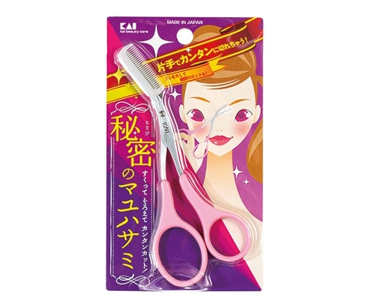貝印 クシ付きマユハサミ ピンク #000KQ3032 1個(ご注文単位1個)【直送品】