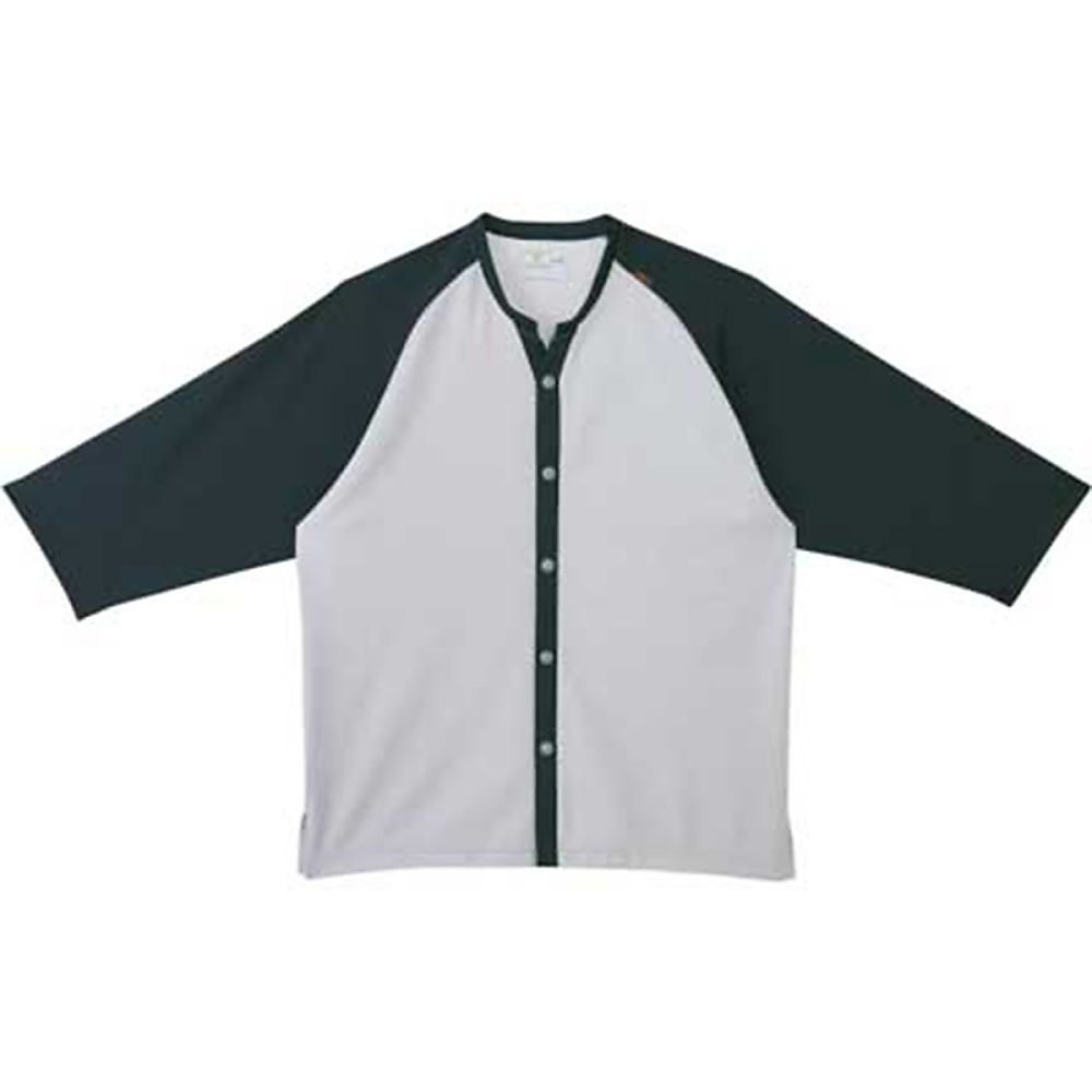 KIRAKU（トンボ） 前開きシャツ ボトルグリーン×シルバーモク L（身丈71cm） CR800-49 L 1枚（ご注文単位1枚）【直送品】