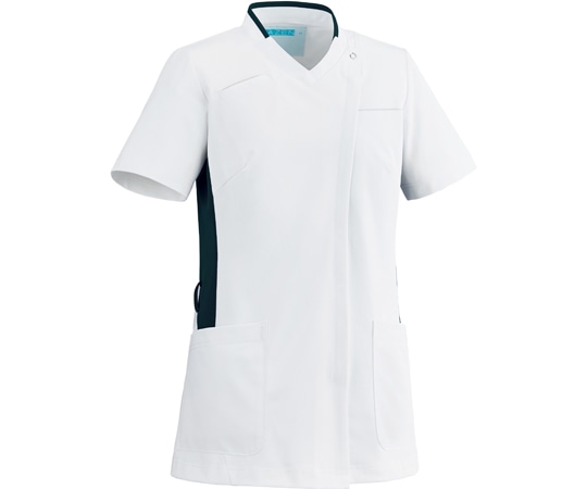 KAZEN レディススクラブ ホワイト×ネイビー 4L 039-28 1枚（ご注文単位1枚）【直送品】