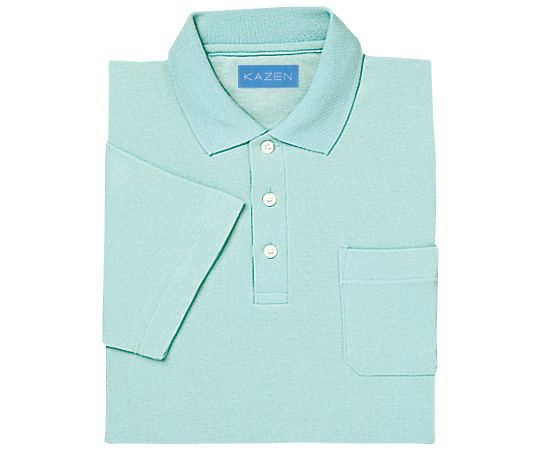 KAZEN 兼用ポロシャツ半袖 ミントグリーン L 232-22 L 1枚（ご注文単位1枚）【直送品】