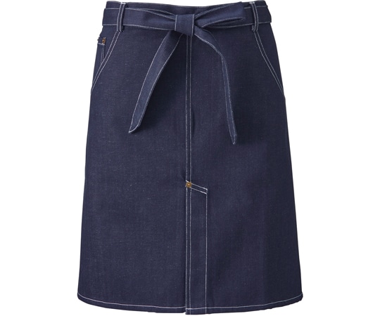 KAZEN ミドルエプロン インディゴブルー フリー APK783-98 1枚（ご注文単位1枚）【直送品】