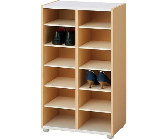 バリュテック・インターナショナル PLシューズラック ロータイプ 12足用ナチュラル PLN-57P 1台（ご注文単位1台）【直送品】