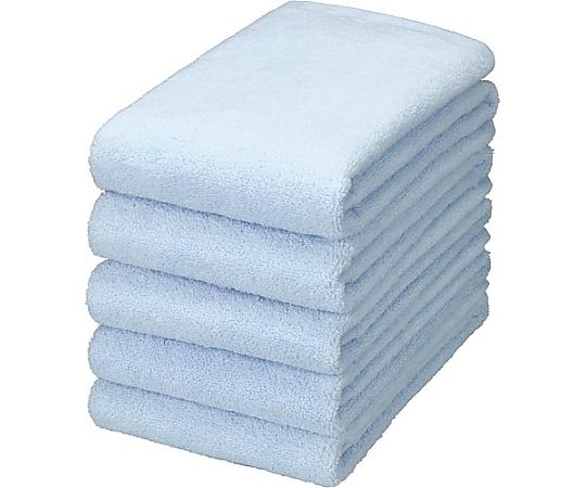 東進 毛羽落ちしにくい無撚糸フェイスタオル ブルー 1パック(5枚入) KU-215 1パック(ご注文単位1パック)【直送品】