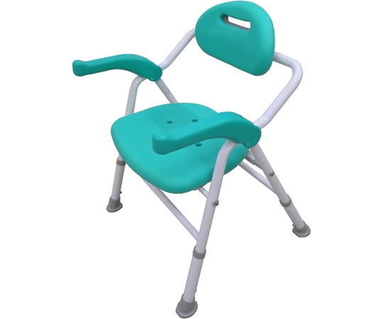 美和商事 折りたたみシャワーチェア 角型座面 グリーン BF-01E-GR 1台（ご注文単位1台）【直送品】