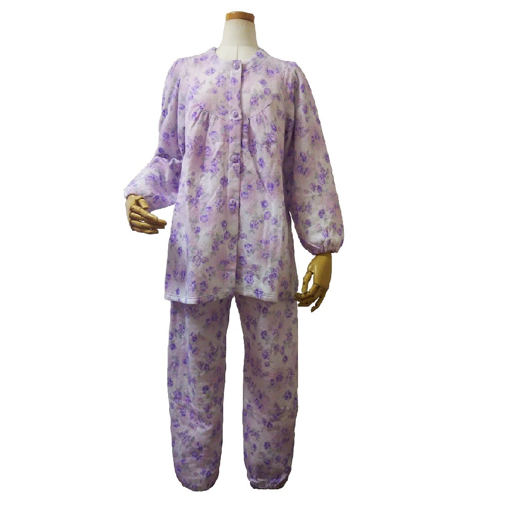 ハートフルウェアフジイ キルトパジャマ パープル L HP12-085N 1着(ご注文単位1着)【直送品】