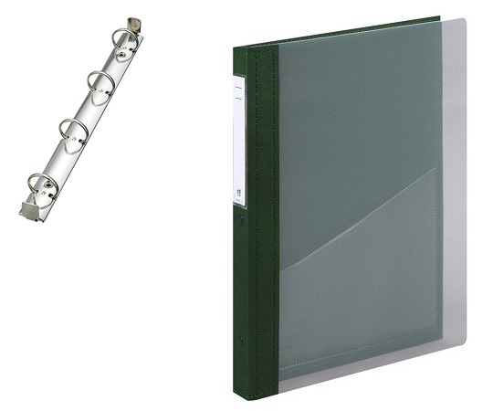 LIHITLAB カルテブック A4・4穴・クリヤー グリーン CYC4-4L-3 1冊（ご注文単位1冊）【直送品】