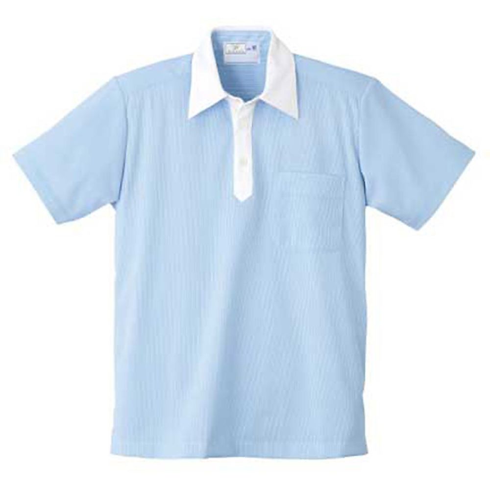 KIRAKU（トンボ） ニットシャツ サックス 4L（身丈80cm） CR121-70 4L 1枚（ご注文単位1枚）【直送品】