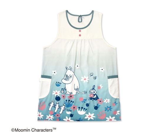 セントレディス ムーミン エプロン ブルーグリーン/アイボリー ST-IM0060 1枚（ご注文単位1枚）【直送品】