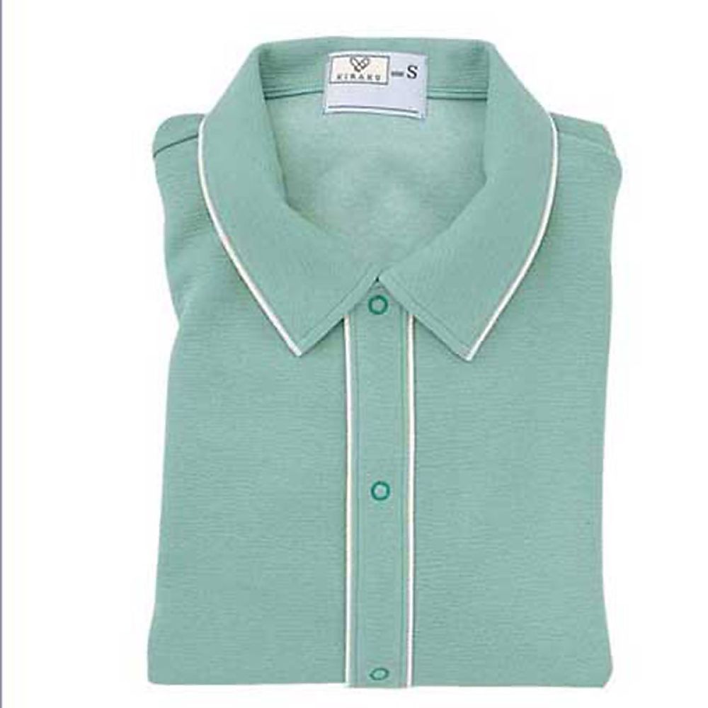 KIRAKU（トンボ） 前開きシャツ エメラルドグリーン LL（身丈72cm） CR810-46 LL 1枚（ご注文単位1枚）【直送品】