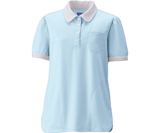 KAZEN レディスニットシャツ アクア LL KZN239-1L 1枚(ご注文単位1枚)【直送品】