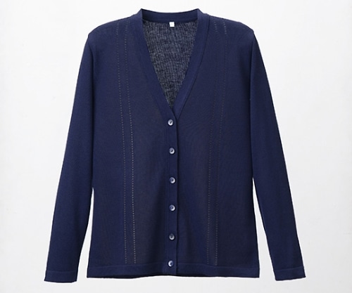 ディーフェイズ 綿混透かし編カーディガン 濃紺 LL D-1009 1枚（ご注文単位1枚）【直送品】