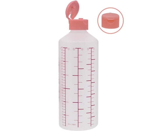 金鵄製作所 K投薬瓶 300mL ワンタッチキャップ（ピンク） 赤色目盛 50本入 23240-039 1箱（ご注文単位1箱）【直送品】