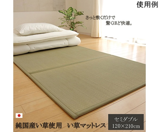 アズワン マットレス セミダブル 三つ折り い草 置き畳 国産 『い草マットレス』 約120×210cm （裏:不織布） 1110830011838 1個（ご注文単位1個）【直送品】