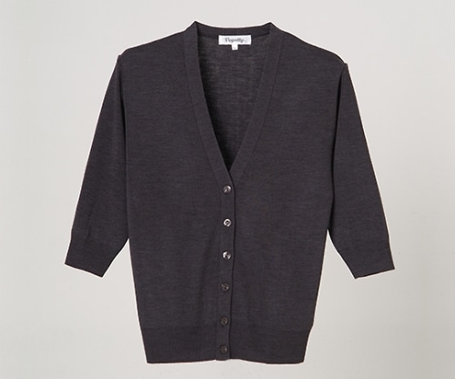 ディーフェイズ 抗ピル七分袖カーディガン グレー L D-1004 1枚（ご注文単位1枚）【直送品】