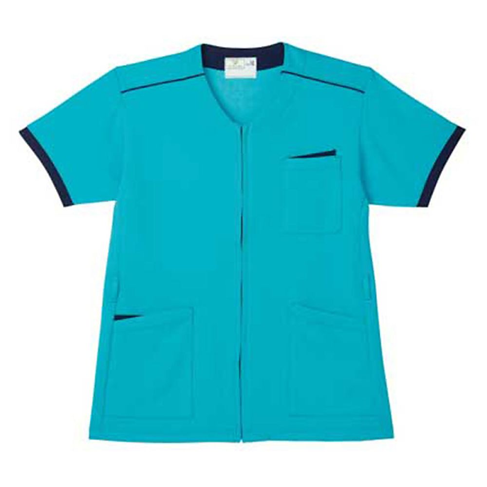 KIRAKU（トンボ） ケアスクラブ 前開き ターコイズブルー S（身丈67cm） CR153-45 S 1枚（ご注文単位1枚）【直送品】