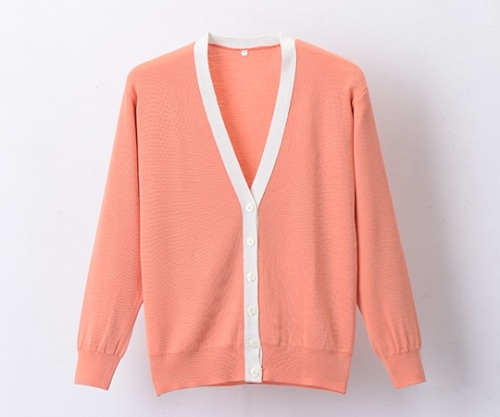 ディーフェイズ 抗ピル配色カーディガン オレンジ×ホワイト S D-1013 1枚(ご注文単位1枚)【直送品】