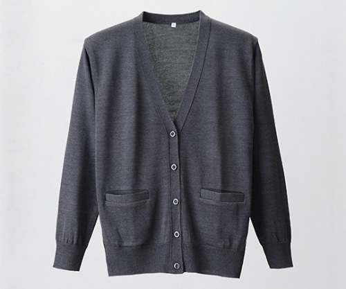 ディーフェイズ 抗ピルポケット付カーディガン グレー LL D-1010 1枚（ご注文単位1枚）【直送品】