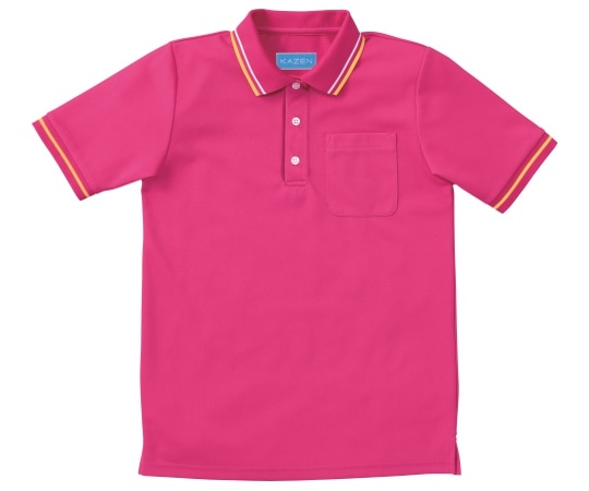 KAZEN ライン入りポロシャツ ピンク SS 236-03 SS 1枚（ご注文単位1枚）【直送品】