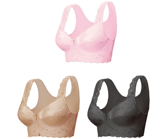 グローバル・ジャパン エアーフィット前開きレースブラ3色組 3L?4L ブラック・ベージュ・ピンク  1枚（ご注文単位1枚）【直送品】