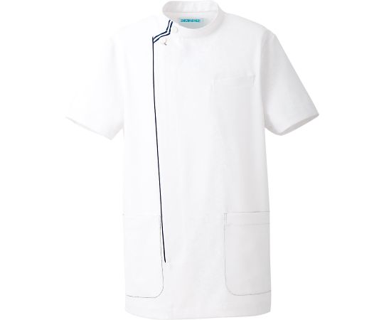 KAZEN メンズジャケット半袖 ホワイトxネイビー L 052-28 L 1枚（ご注文単位1枚）【直送品】