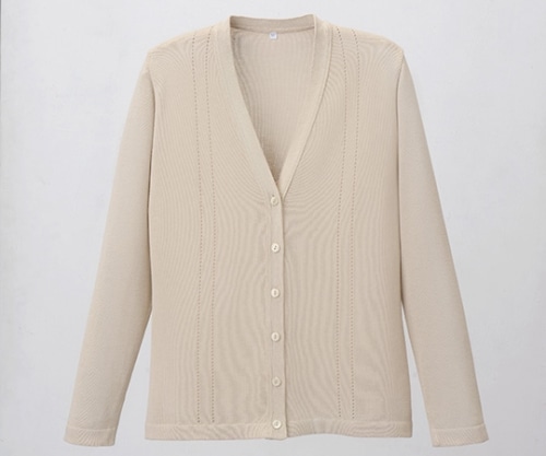 ディーフェイズ 綿混透かし編カーディガン ベージュ LL D-1009 1枚(ご注文単位1枚)【直送品】