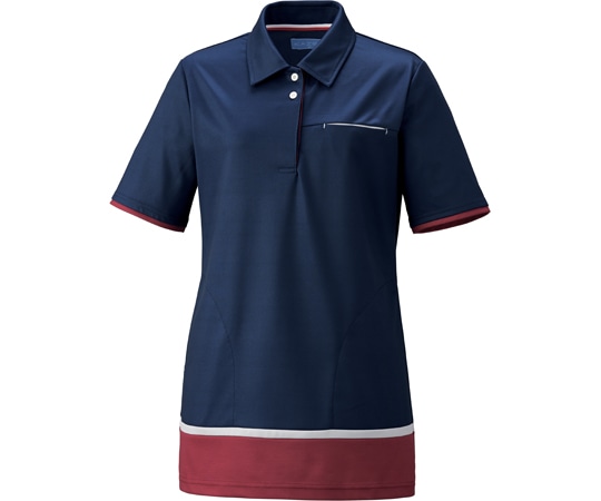 KAZEN レディスニットシャツ(チュニック)ネイビー×ワイン L KZN233-18 1枚(ご注文単位1枚)【直送品】