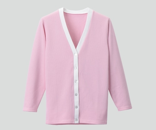 ディーフェイズ ロングカーディガン(Vネック) LL ピンク×ホワイト C-10 1枚(ご注文単位1枚)【直送品】