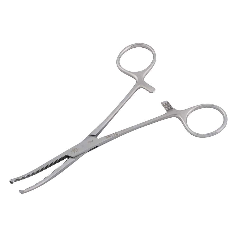 YDM 止血鉗子（コッフェル） 曲 有鈎 140mm AA-11C 1本（ご注文単位1本）【直送品】