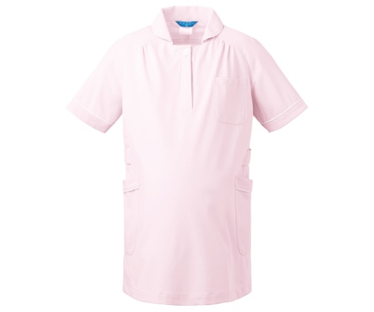 KAZEN マタニティジャケット半袖 ピンクxホワイト L 177-24 L 1枚（ご注文単位1枚）【直送品】