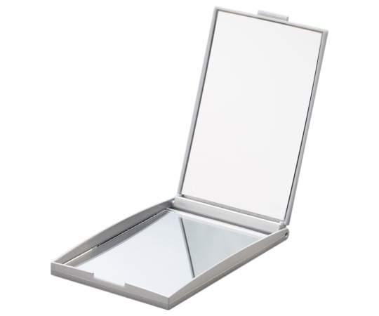 堀内鏡工業 等倍・2倍拡大両面角型コンパクトナピュアミラー シルバー NZC-02SV 1個（ご注文単位1個）【直送品】