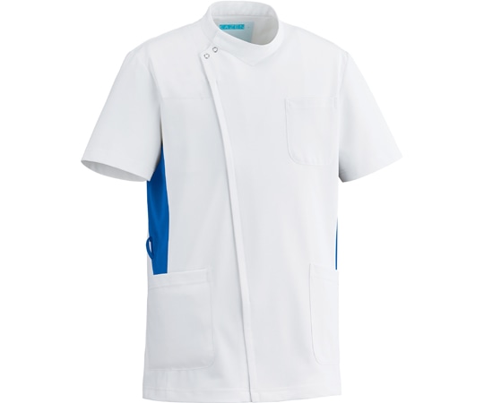 KAZEN メンズジャケット半袖 ホワイト×ブルー S 057-21 1枚（ご注文単位1枚）【直送品】