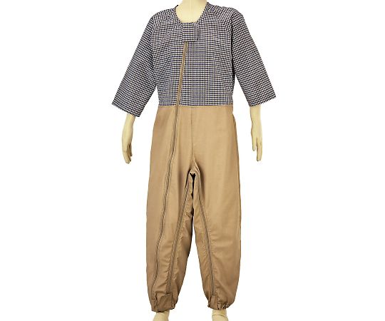 松本ナース産業 つなぎねまき ビンテージツイル WファスナーII型ホックカバー付 チェックホワイト S 4600 1枚（ご注文単位1枚）【直送品】