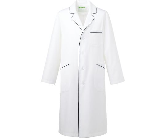 KAZEN メンズ診察衣S型長袖 ホワイトxネイビー M 118-18 M 1枚（ご注文単位1枚）【直送品】