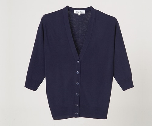 ディーフェイズ 抗ピル七分袖カーディガン ネイビー LL D-1004 1枚（ご注文単位1枚）【直送品】