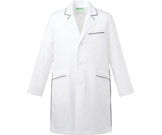 KAZEN メンズコート診察衣ハーフ丈 オフホワイトxネイビー M 114-18 M 1枚（ご注文単位1枚）【直送品】