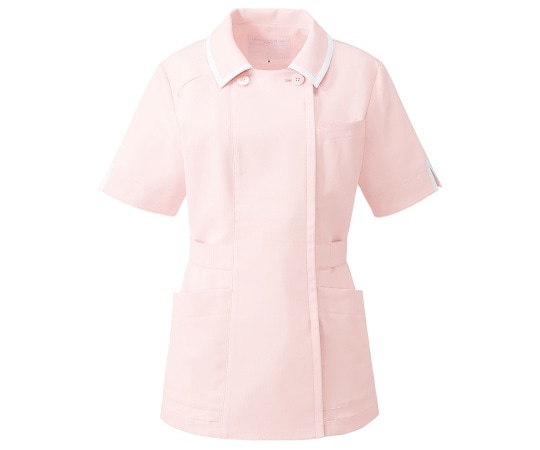 KAZEN レディスジャケット半袖 ピンクxホワイト 11号 YW132-3 11 1枚（ご注文単位1枚）【直送品】