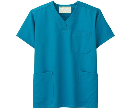 ミドリ安全 作業服 メディカルウェア ベルデクセルフレックス 男女兼用スクラブ VEM1008上 ターコイズ 4Lサイズ VEM1008-UE-4L 1着(ご注文単位1着)【直送品】