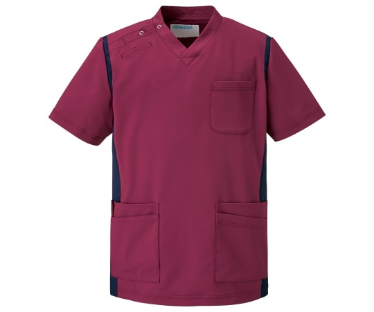 KAZEN スクラブ（男女兼用） ワインxネイビー SS 971-45 SS 1枚（ご注文単位1枚）【直送品】