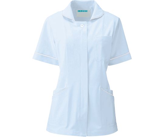 KAZEN レディスジャケット半袖 サックス L 100-21 L 1枚（ご注文単位1枚）【直送品】