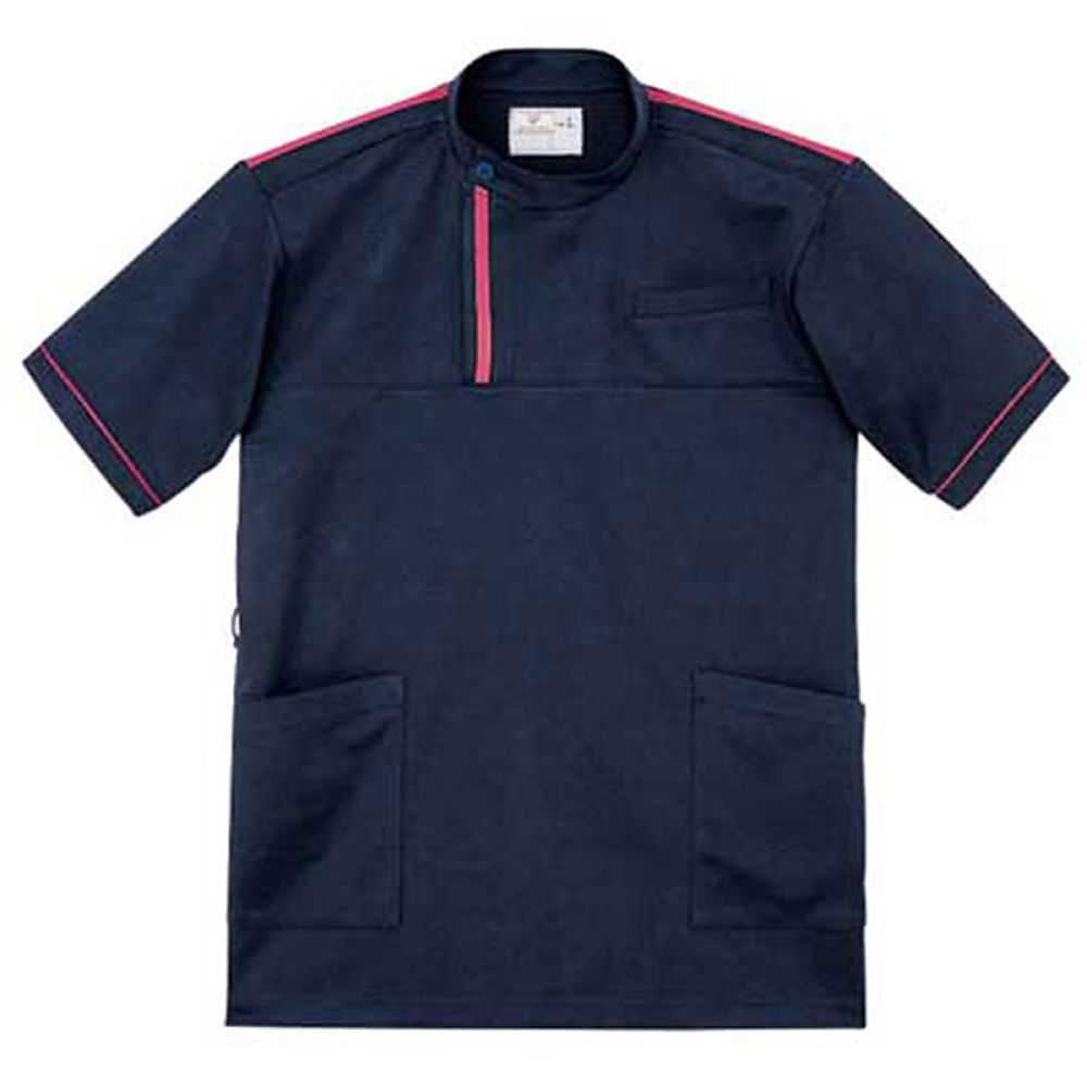 KIRAKU（トンボ） ケアワークシャツ ネイビー×ピンク SS（身丈64cm） CR197-14 SS 1枚（ご注文単位1枚）【直送品】