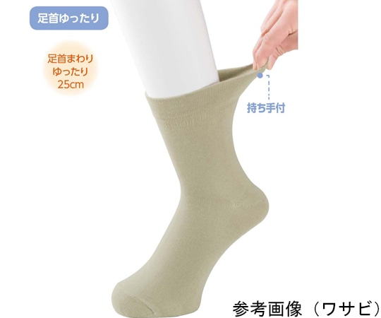 ケアファッション 紳士片手ではきやすいソックス ワサビ 24~26cm 89298 1足（ご注文単位1足）【直送品】