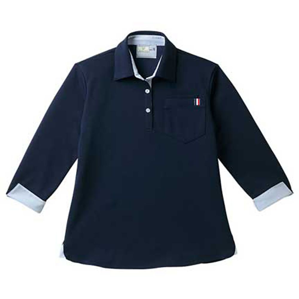 KIRAKU(トンボ) レディスニットシャツ ネイビー 4L(身丈71cm) CR146-88 4L 1枚(ご注文単位1枚)【直送品】